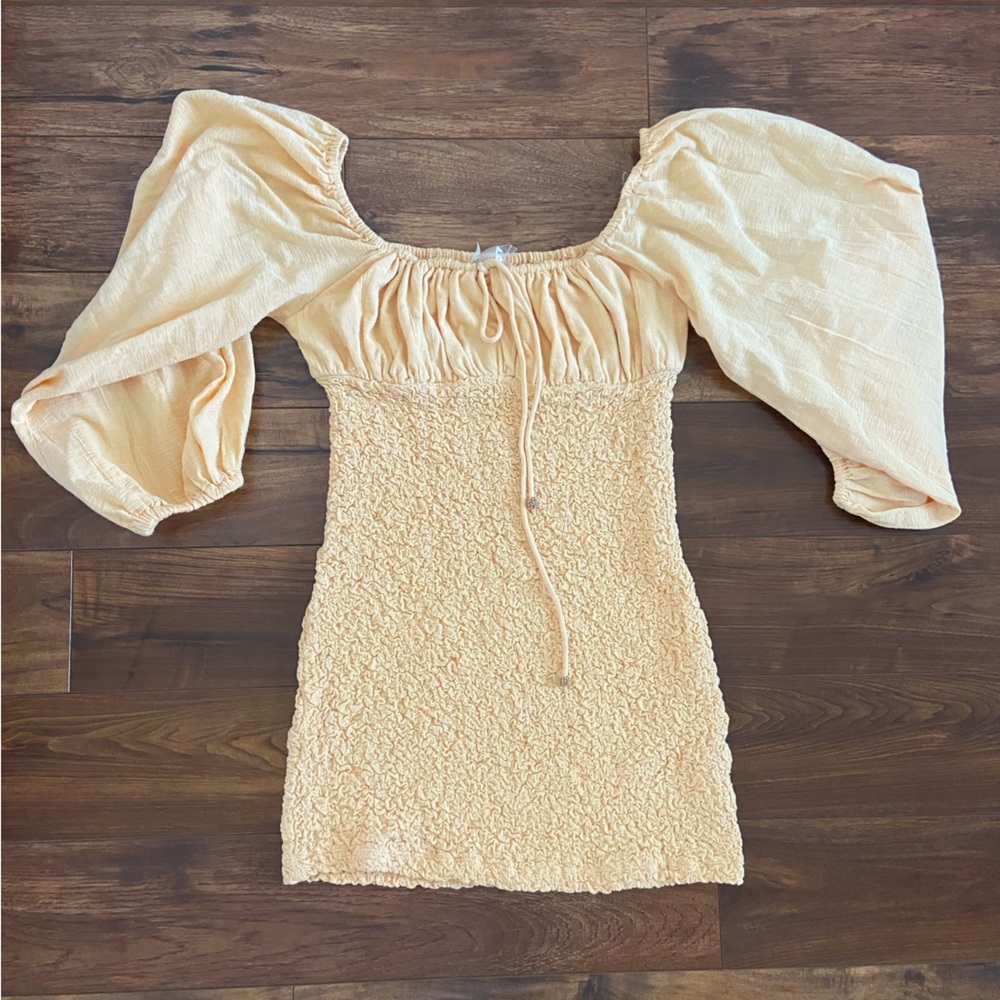 Free People Mini Dress in Light Yellow